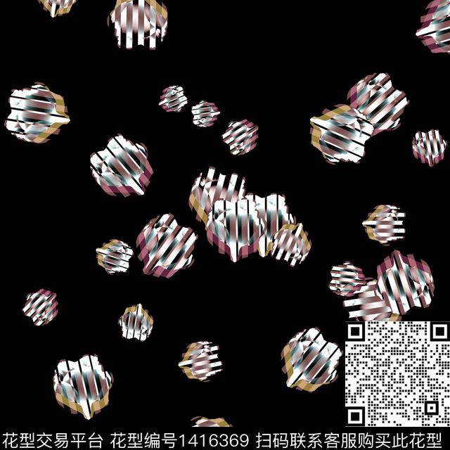 几何花卉大牌风数码印花华亿平台下载（图片编号: 1416369） - 瓦栏（Walan）