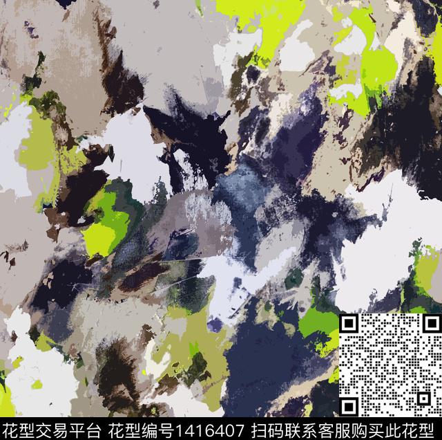 迷彩抽象男装笔触数码印花华亿平台下载（图片编号: 1416407） - 瓦栏（Walan）