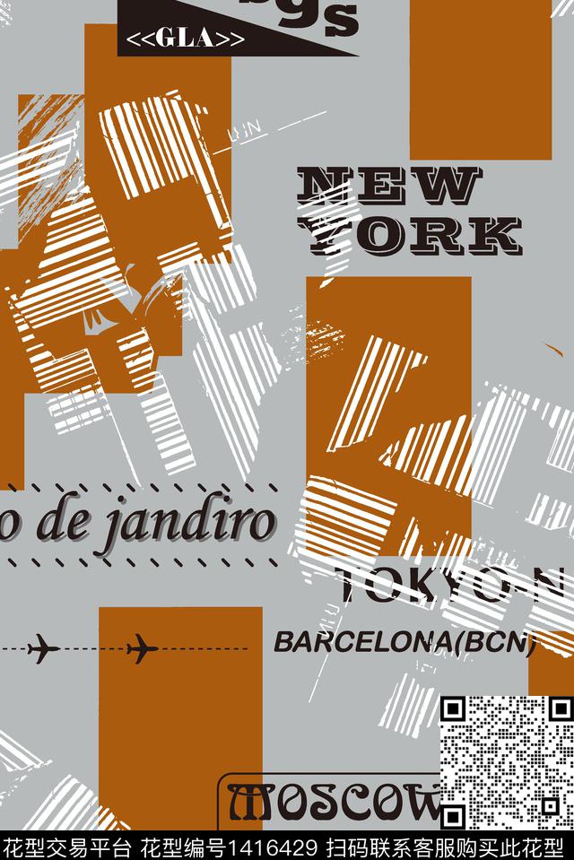 几何线条画男装满版花数码印花华亿平台下载（图片编号: 1416429） - 瓦栏（Walan）