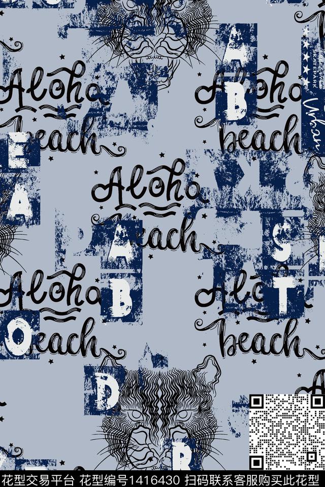 几何线条画动物数码印花华亿平台下载（图片编号: 1416430） - 瓦栏（Walan）