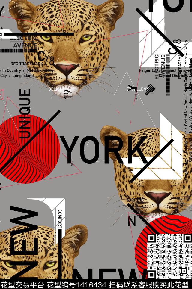 几何线条画动物数码印花华亿平台下载（图片编号: 1416434） - 瓦栏（Walan）