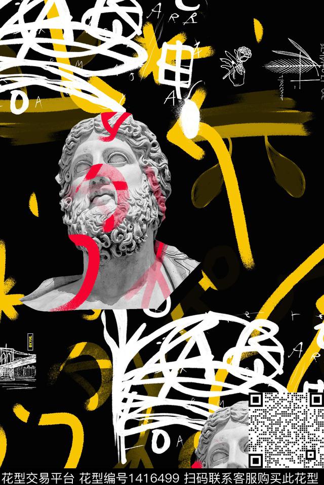 字母数码印花华亿平台下载（图片编号: 1416499） - 瓦栏（Walan）