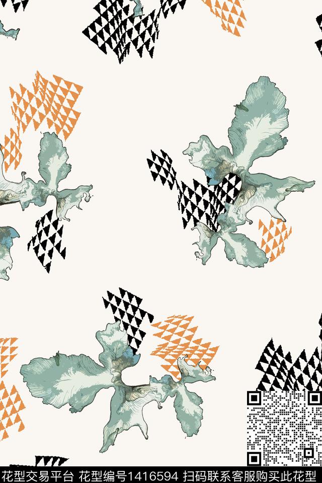 撞色几何简约数码印花华亿平台下载（图片编号: 1416594） - 瓦栏（Walan）