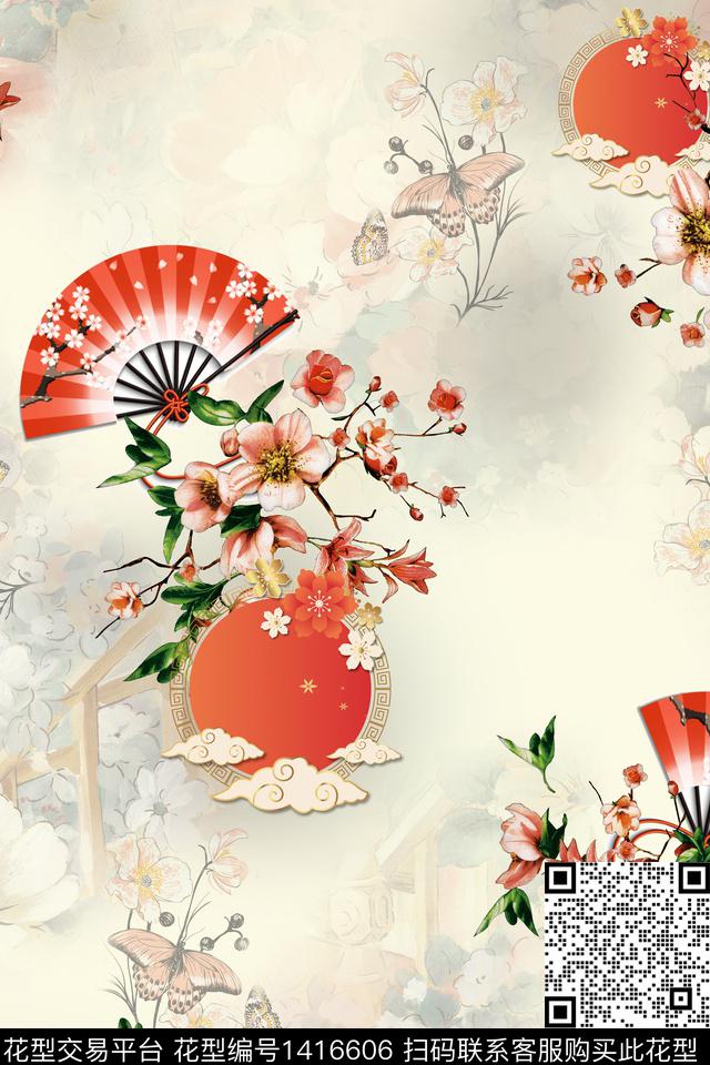 绿植树叶花卉中国风数码印花华亿平台下载（图片编号: 1416606） - 瓦栏（Walan）