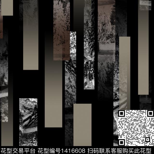 纸印花几何大牌风传统印花华亿平台下载（图片编号: 1416608） - 瓦栏（Walan）