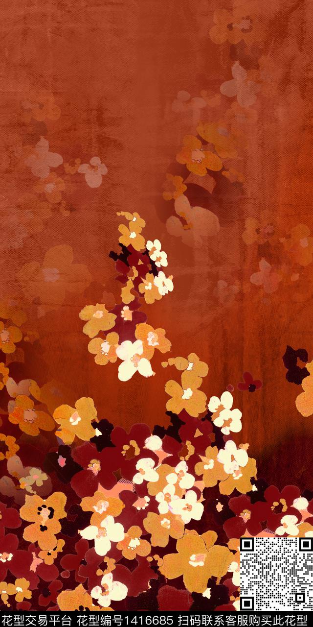 趋势华亿平台写意肌理数码印花华亿平台下载（图片编号: 1416685） - 瓦栏（Walan）