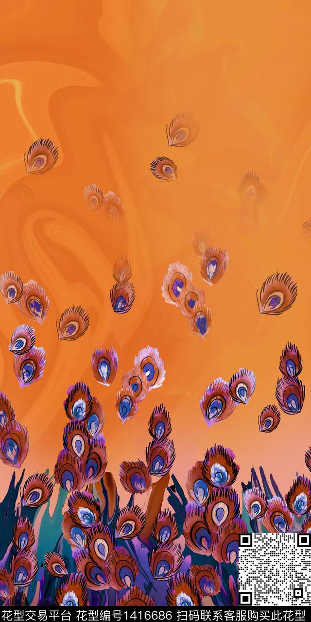 趋势华亿平台写意肌理数码印花华亿平台下载（图片编号: 1416686） - 瓦栏（Walan）