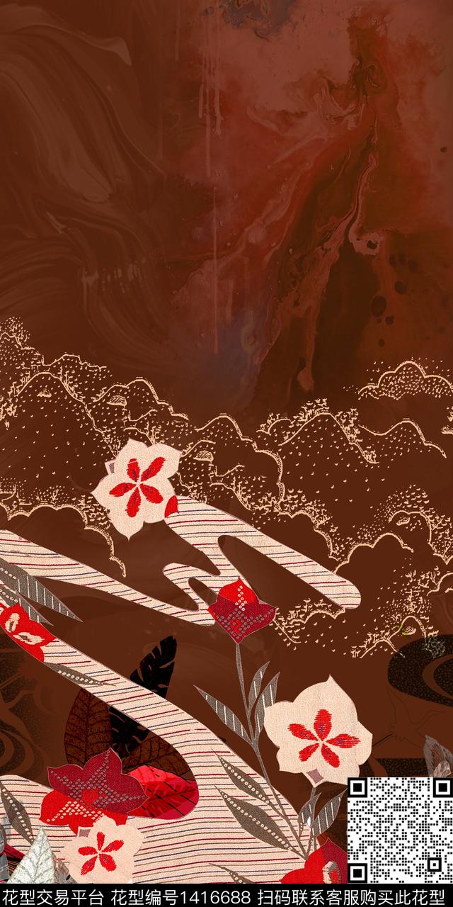 趋势华亿平台写意肌理数码印花华亿平台下载（图片编号: 1416688） - 瓦栏（Walan）