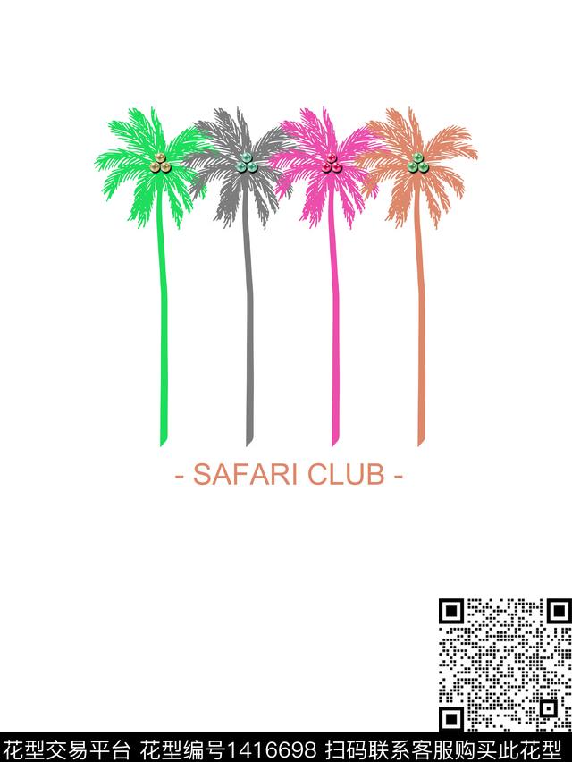 字母棕榈树珍珠数码印花华亿平台下载（图片编号: 1416698） - 瓦栏（Walan）