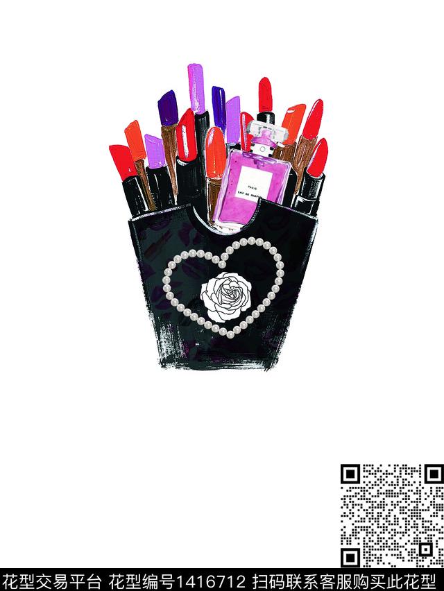 时尚水彩唇膏数码印花华亿平台下载（图片编号: 1416712） - 瓦栏（Walan）