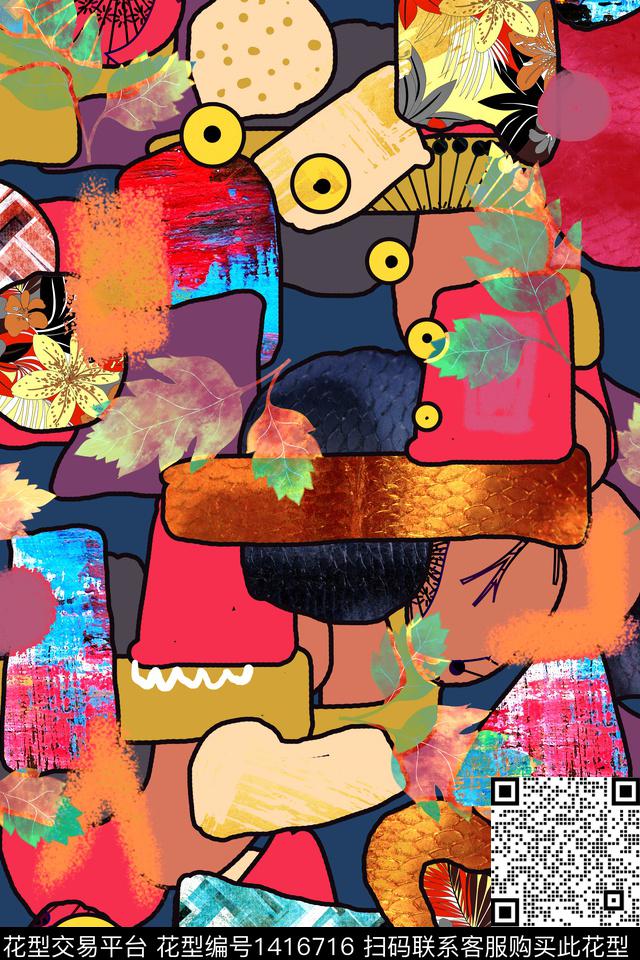 几何抽象派克服数码印花华亿平台下载（图片编号: 1416716） - 瓦栏（Walan）