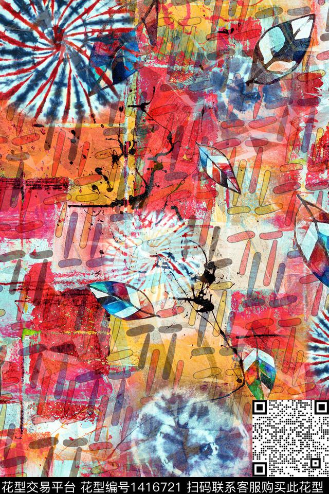 几何抽象派克服数码印花华亿平台下载（图片编号: 1416721） - 瓦栏（Walan）