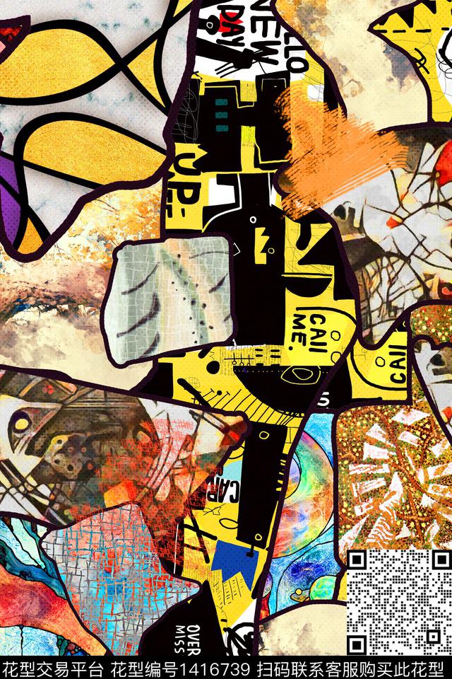 几何抽象派克服数码印花华亿平台下载（图片编号: 1416739） - 瓦栏（Walan）