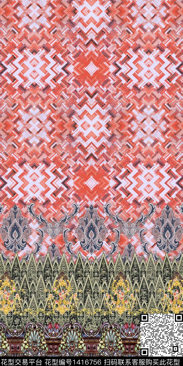 民族花卉定位花民族风数码印花华亿平台下载（图片编号: 1416756） - 瓦栏（Walan）
