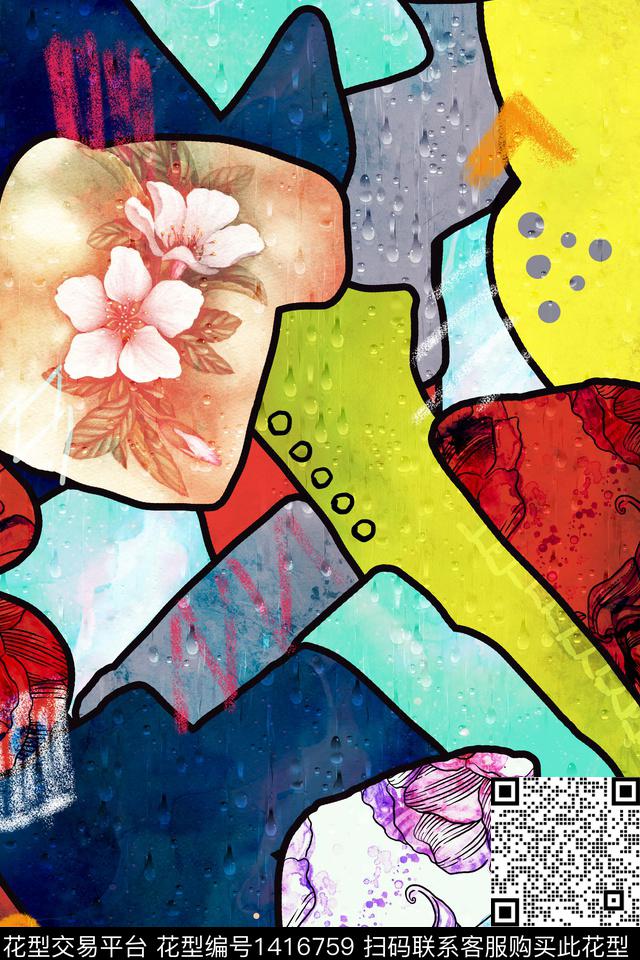 几何抽象派克服数码印花华亿平台下载（图片编号: 1416759） - 瓦栏（Walan）