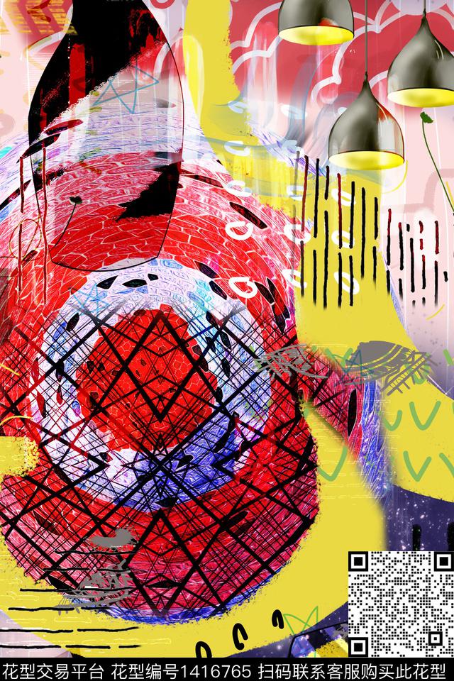 几何抽象派克服数码印花华亿平台下载（图片编号: 1416765） - 瓦栏（Walan）