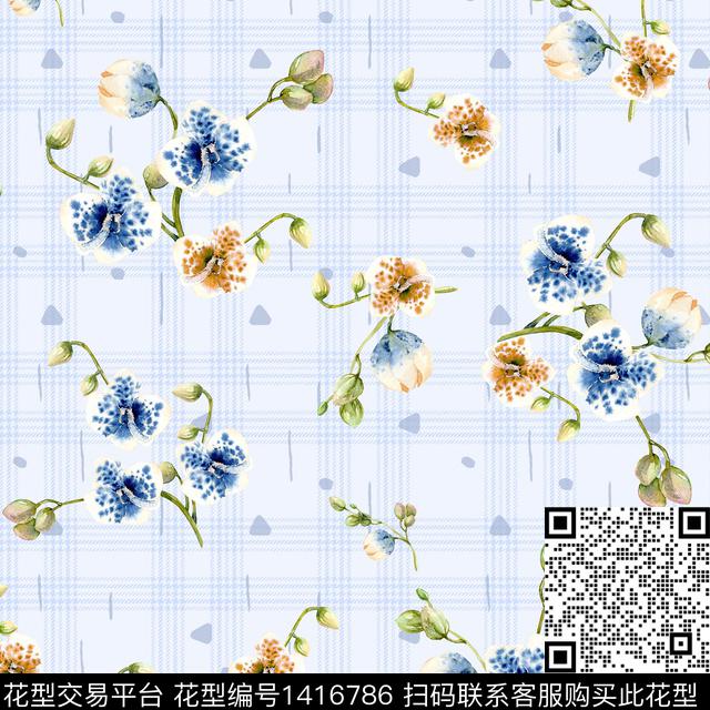 花卉小清新真丝数码印花华亿平台下载（图片编号: 1416786） - 瓦栏（Walan）