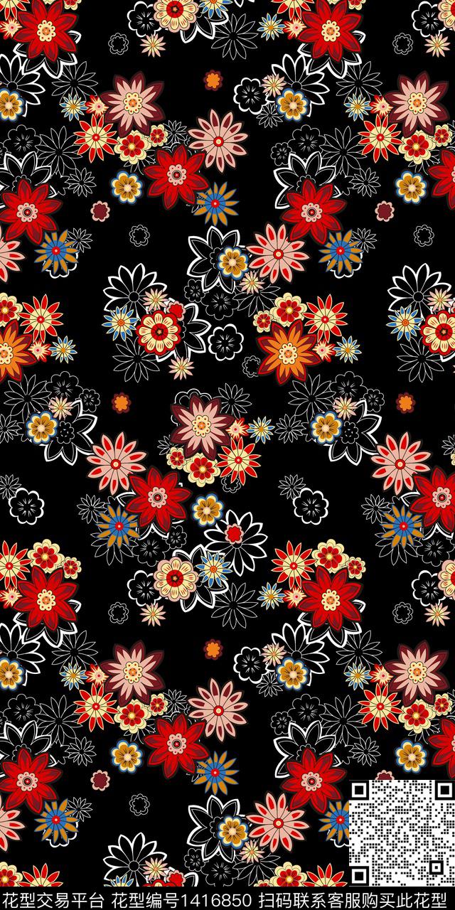 几何花卉小碎花传统印花华亿平台下载（图片编号: 1416850） - 瓦栏（Walan）
