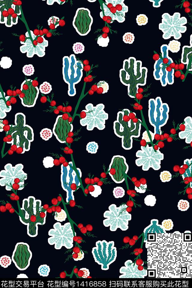 几何定位花字母数码印花华亿平台下载（图片编号: 1416858） - 瓦栏（Walan）