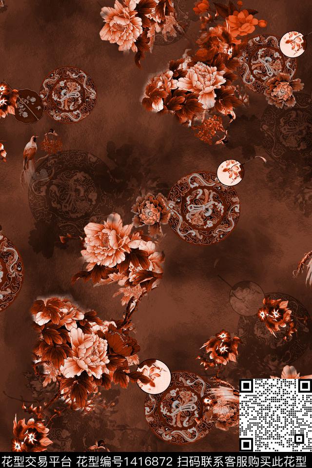 民族风花卉抽象数码印花华亿平台下载（图片编号: 1416872） - 瓦栏（Walan）