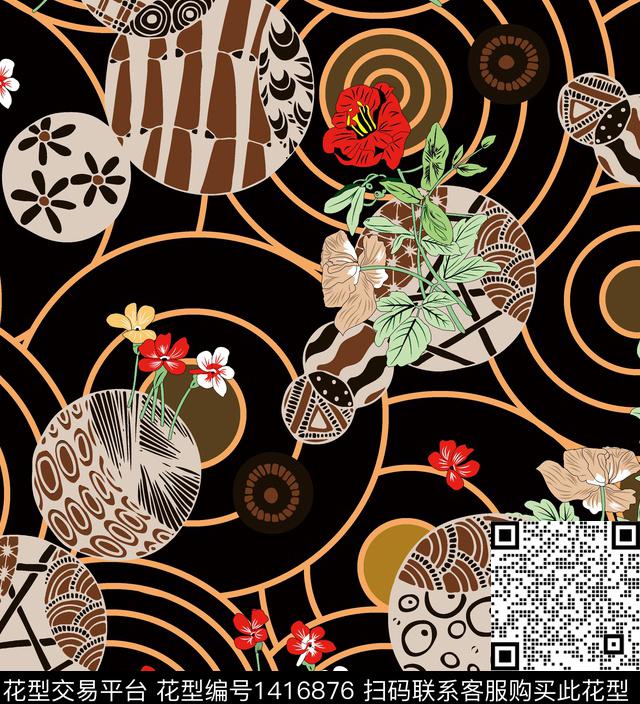 连衣裙女装花卉数码印花华亿平台下载（图片编号: 1416876） - 瓦栏（Walan）