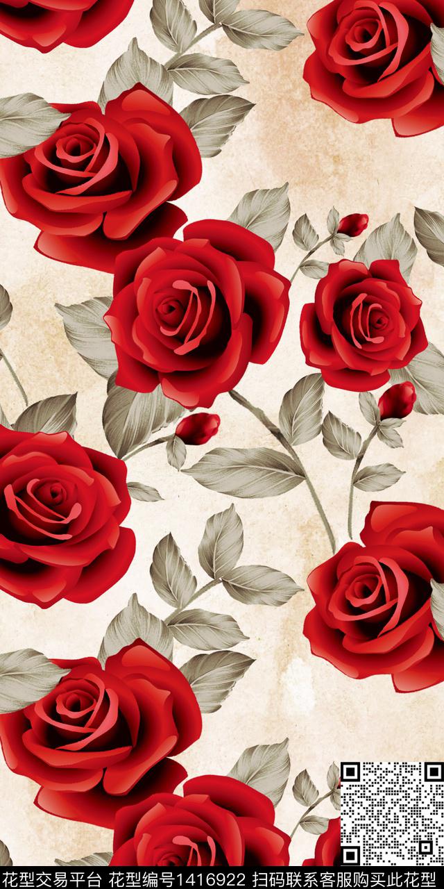 女装花卉大花数码印花华亿平台下载（图片编号: 1416922） - 瓦栏（Walan）