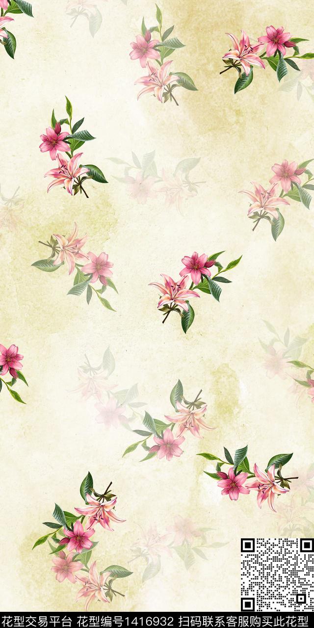 女装花卉大花数码印花华亿平台下载（图片编号: 1416932） - 瓦栏（Walan）