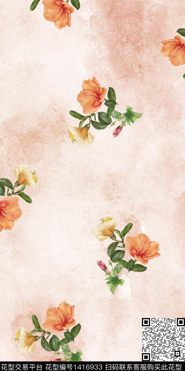 女装花卉大花数码印花华亿平台下载（图片编号: 1416933） - 瓦栏（Walan）