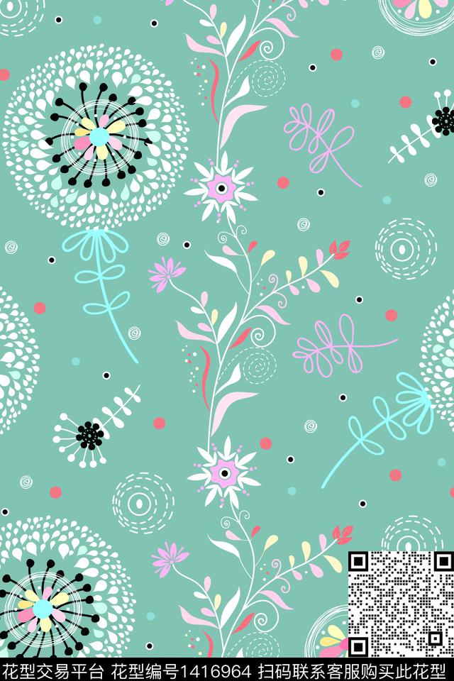 时尚创意小碎花数码印花华亿平台下载（图片编号: 1416964） - 瓦栏（Walan）