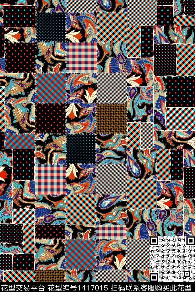 几何民族风佩斯利传统印花华亿平台下载（图片编号: 1417015） - 瓦栏（Walan）