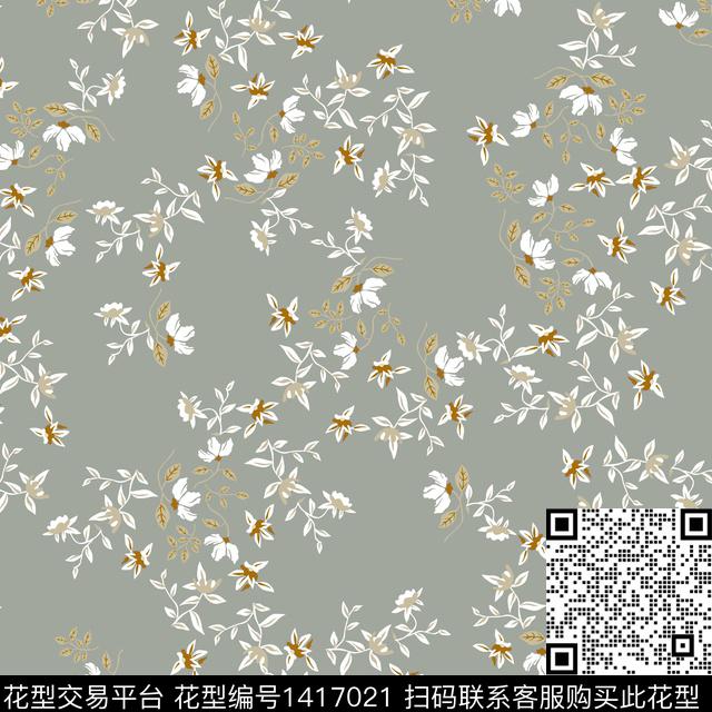 花卉年轻女性小碎花数码印花华亿平台下载（图片编号: 1417021） - 瓦栏（Walan）