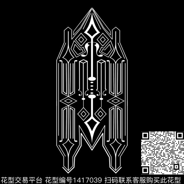 线条几何单色传统印花华亿平台下载（图片编号: 1417039） - 瓦栏（Walan）
