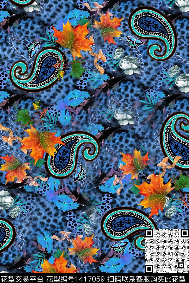 肌理豹纹民族风数码印花华亿平台下载（图片编号: 1417059） - 瓦栏（Walan）