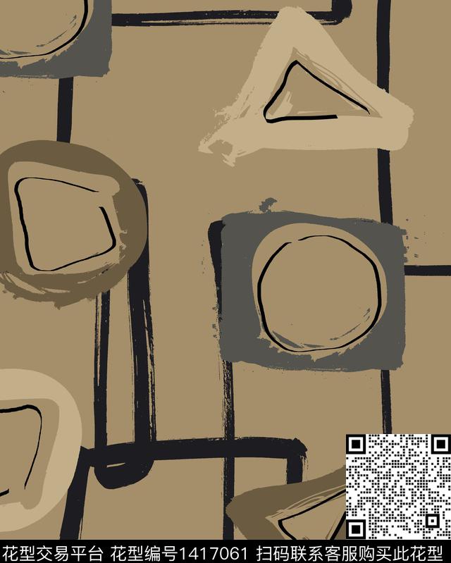 线条几何简约传统印花华亿平台下载（图片编号: 1417061） - 瓦栏（Walan）