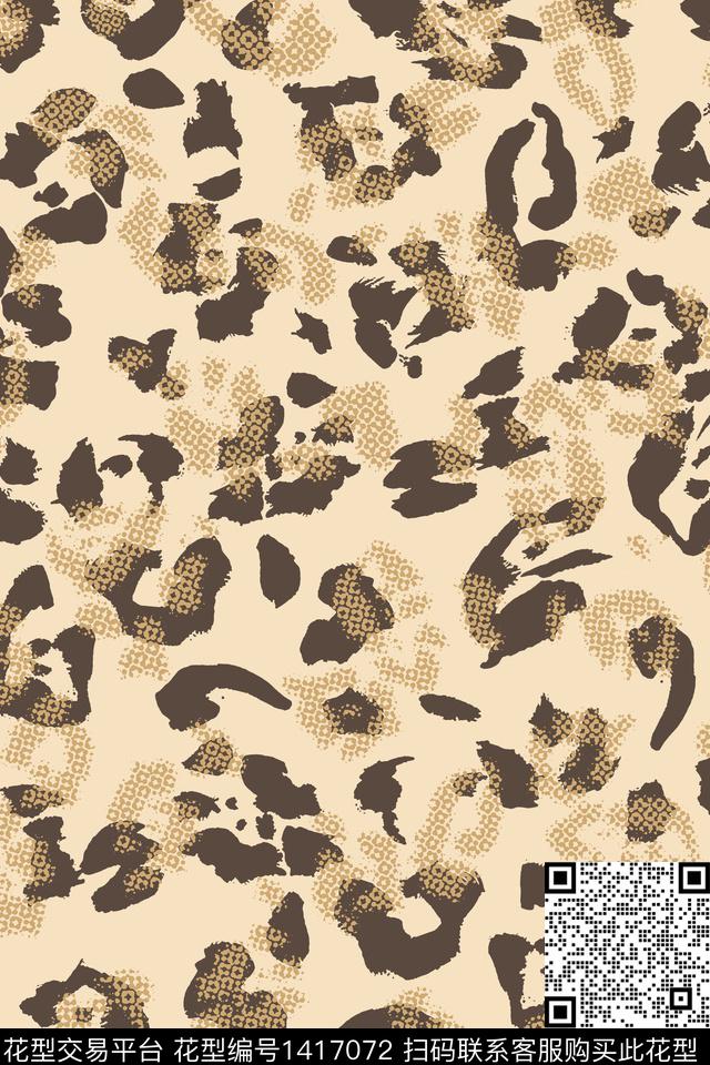 豹纹纹理手绘数码印花华亿平台下载（图片编号: 1417072） - 瓦栏（Walan）