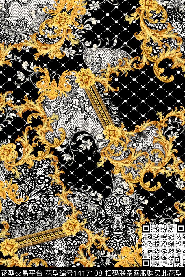 真丝混合拼接欧洲数码印花华亿平台下载（图片编号: 1417108） - 瓦栏（Walan）