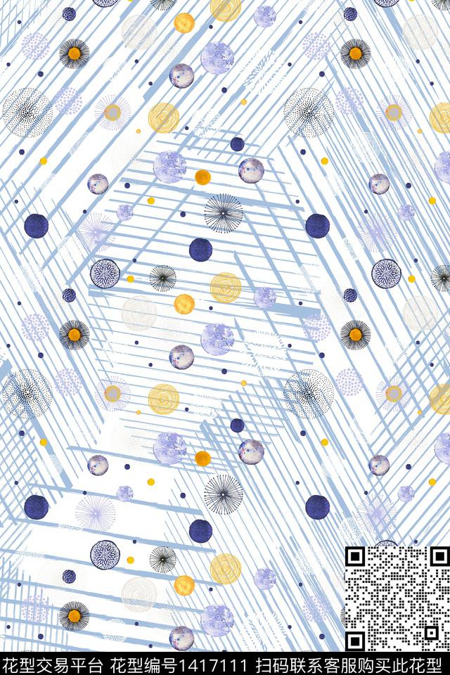 炫彩几何大牌风数码印花华亿平台下载（图片编号: 1417111） - 瓦栏（Walan）