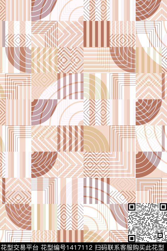 几何大牌风小清新数码印花华亿平台下载（图片编号: 1417112） - 瓦栏（Walan）