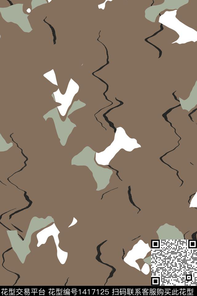 涂鸦抽象男装手绘数码印花华亿平台下载（图片编号: 1417125） - 瓦栏（Walan）