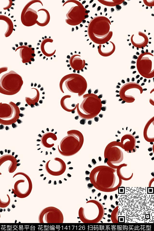 肌理抽象花卉小清新数码印花华亿平台下载（图片编号: 1417126） - 瓦栏（Walan）