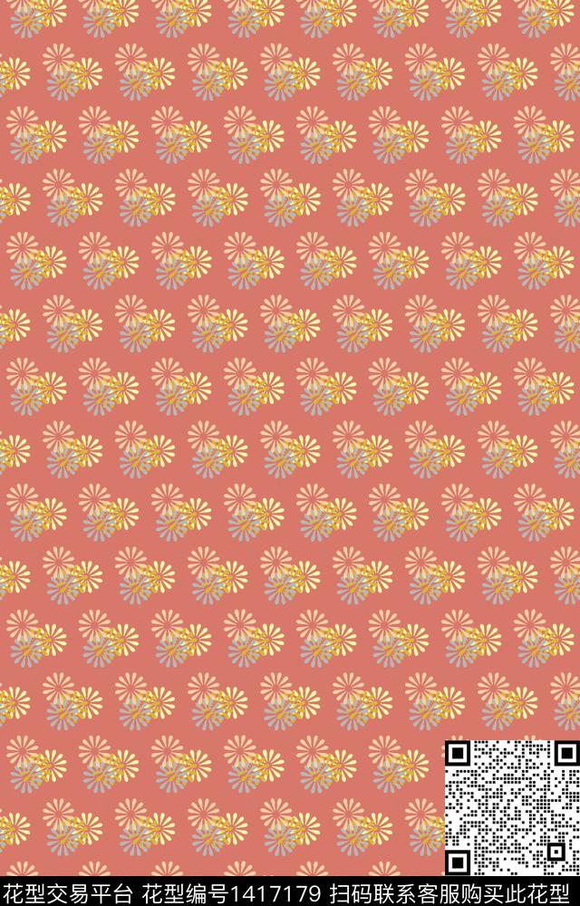 几何彩底花卉花卉传统印花华亿平台下载（图片编号: 1417179） - 瓦栏（Walan）