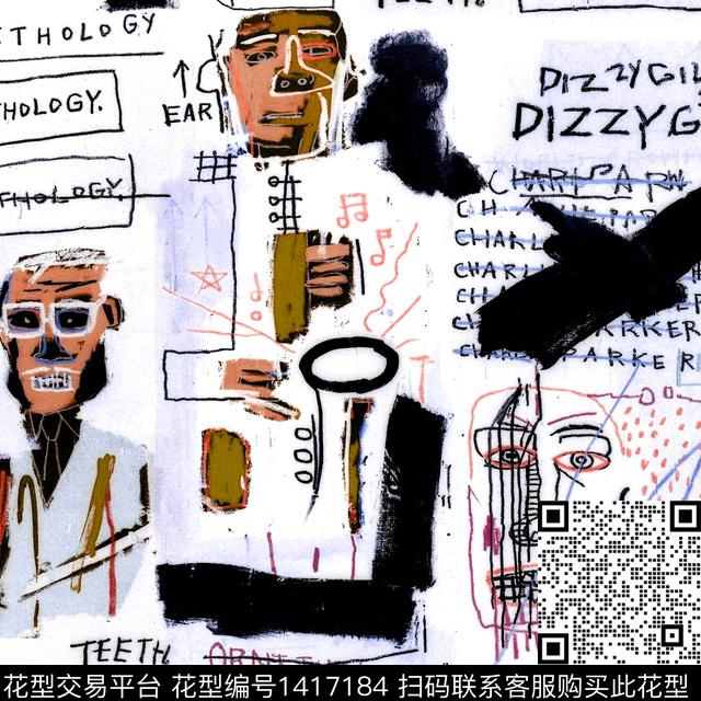 涂鸦字母抽象数码印花华亿平台下载（图片编号: 1417184） - 瓦栏（Walan）