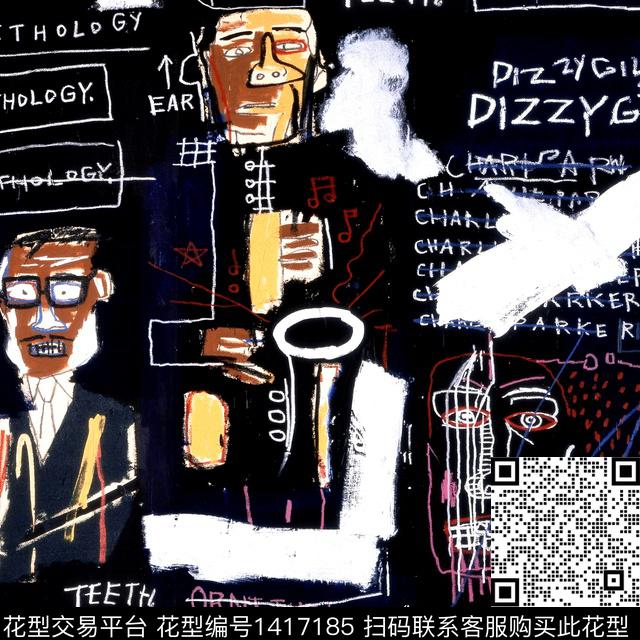 涂鸦字母抽象数码印花华亿平台下载（图片编号: 1417185） - 瓦栏（Walan）