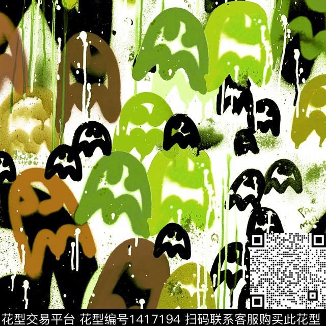 涂鸦字母抽象数码印花华亿平台下载（图片编号: 1417194） - 瓦栏（Walan）