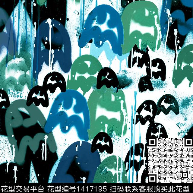 涂鸦字母抽象数码印花华亿平台下载（图片编号: 1417195） - 瓦栏（Walan）