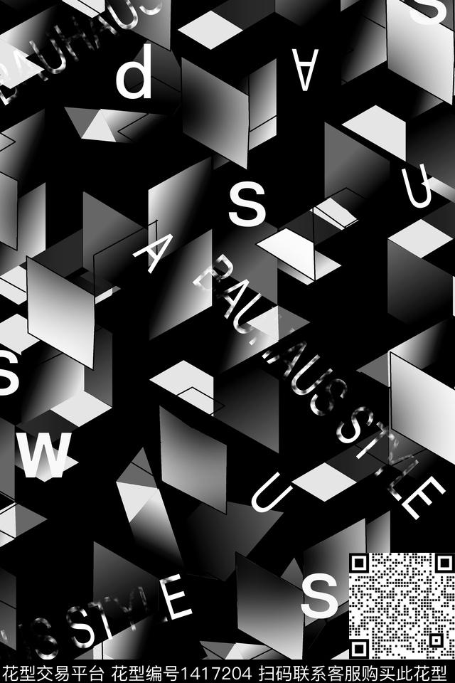 几何时尚字母数码印花华亿平台下载（图片编号: 1417204） - 瓦栏（Walan）