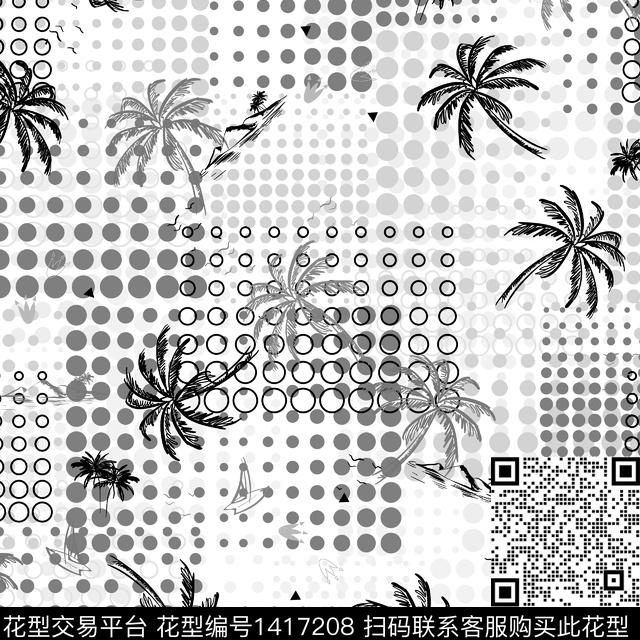 几何时尚热带华亿平台数码印花华亿平台下载（图片编号: 1417208） - 瓦栏（Walan）