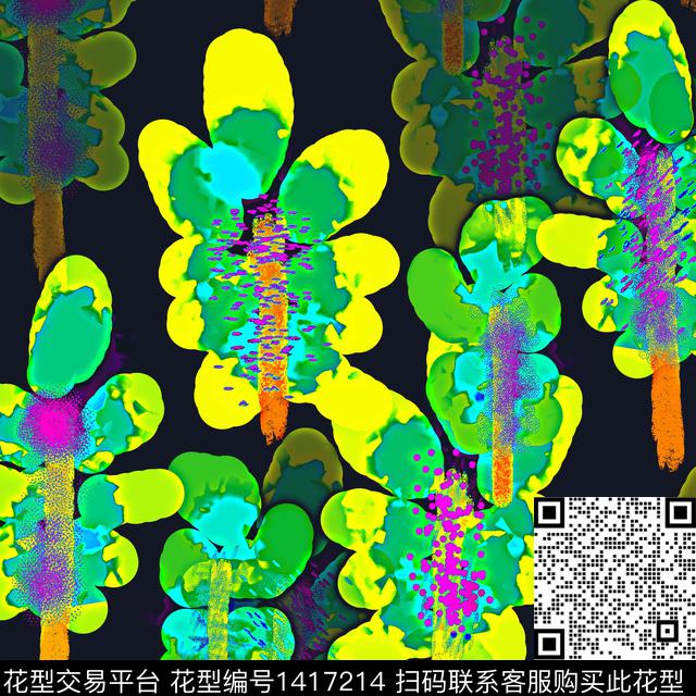 花卉迷彩混合拼接数码印花华亿平台下载（图片编号: 1417214） - 瓦栏（Walan）