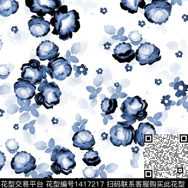 时尚花卉真丝数码印花华亿平台下载（图片编号: 1417217） - 瓦栏（Walan）