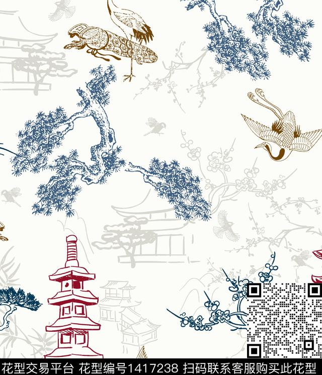 龙简约传统华亿平台数码印花华亿平台下载（图片编号: 1417238） - 瓦栏（Walan）